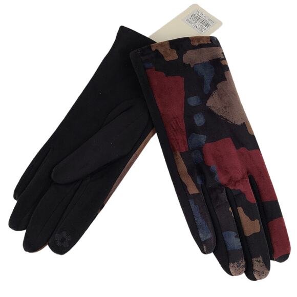 New smart gloves bold art print black blue brown maroon - Picture 2 of 2